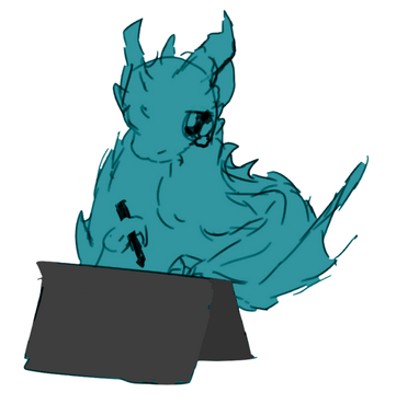 please, i want more furniture LOL small wyvern crying while drawing on a tablet